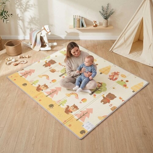 AIYAPLAY Foldable Reversible Baby Play Mat 200 x 180 cm, Tree & Forest