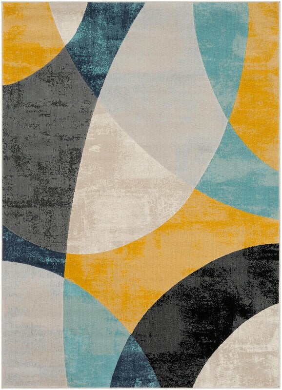 Livabliss City CIT2347 Modern Yellow Grey Blue Graphic Rug