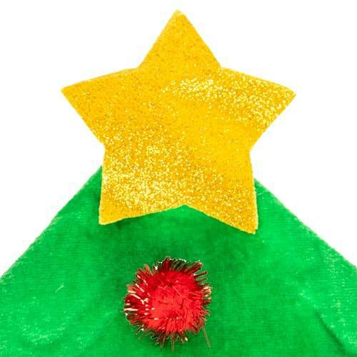 37cm Christmas Tree Hat with Gold Star and Pom-Pom Decorations for Festive Wear image 4