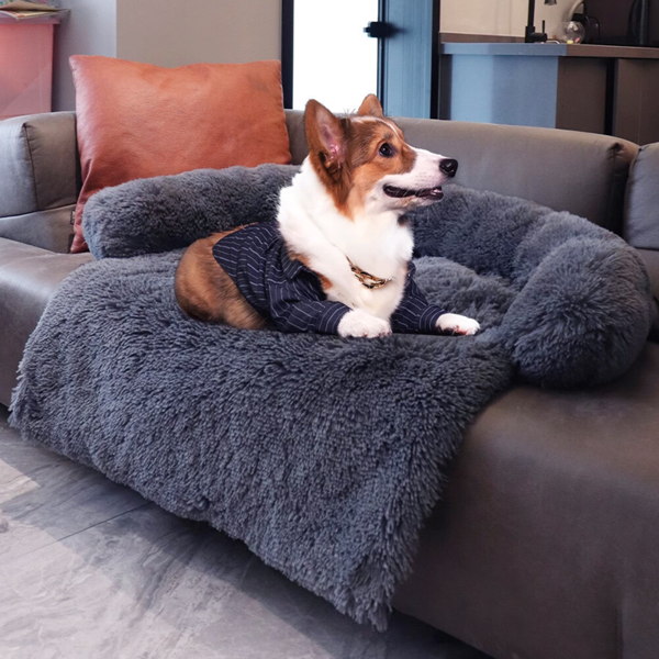 Living and Home Plush Detachable Sofa Dog Bed - Cozy Winter Pet Mattress in Deep Grey (Large)