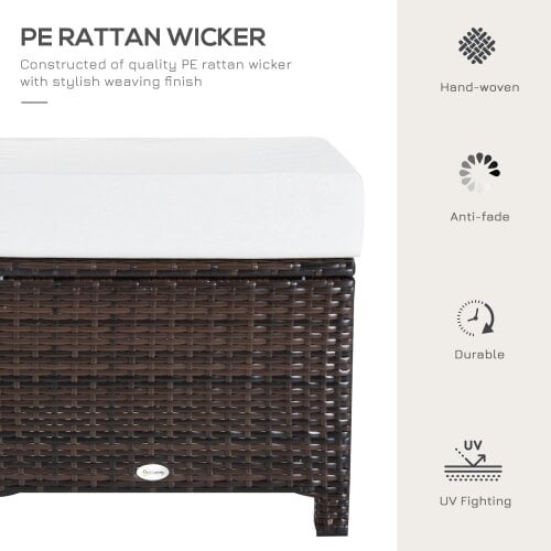 Wyld Haus Molo Rattan Brown Square Outdoor Footstool With Padded Cushion