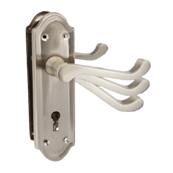EDH Door Hardware Premium Satin Nickel Internal Lock Door Handle Set+3 Lever Mortice Sash Lock, 2 Pairs