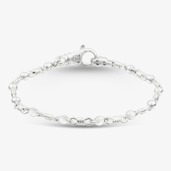 T. H. Baker Argentium Silver 7.5 Inch Ball And Knot Chain Bracelet ARG-943026-7.5