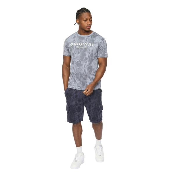 Crosshatch Mens Bardon Camo Cargo Shorts - Navy Camo - 