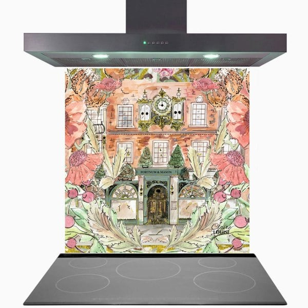 Claire Louise Fortnums In Full Bloom Glass Kitchen Splashback