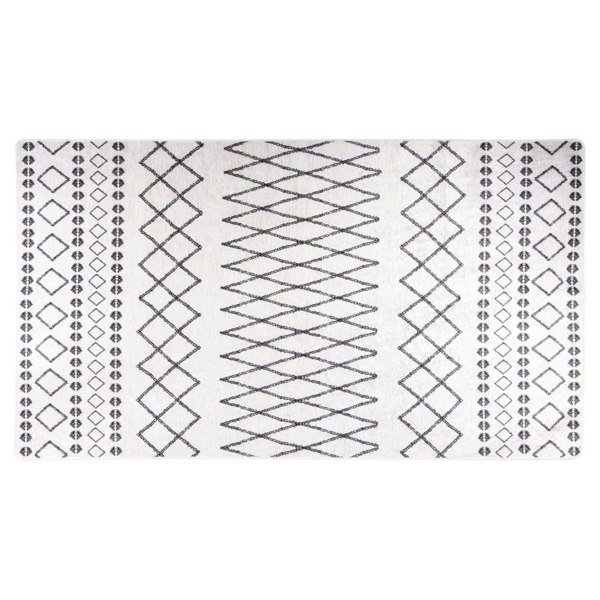 Berkfield Rug Washable 190x300 cm Black and White Anti Slip