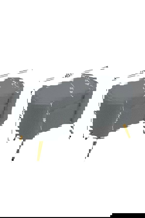 Living and Home Grey Polar Fleece Oval Accent Bench with Gold Metal Legs Bedroom Bed End Stool