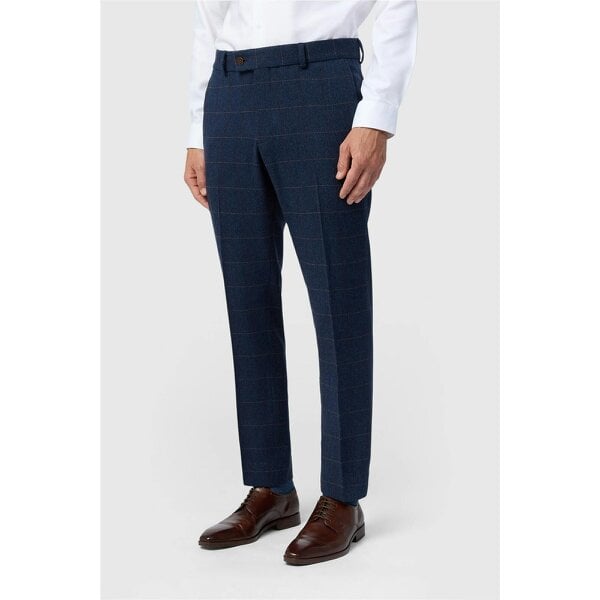 Antique Rogue Tailored Fit Ezra Blue Check Trousers