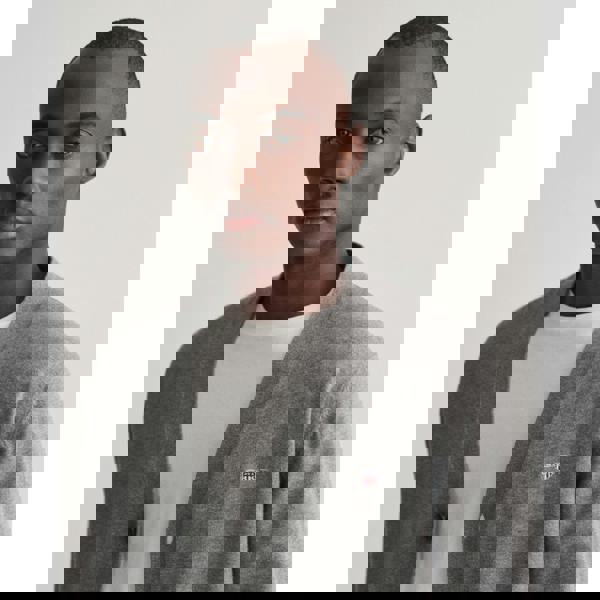 Gant Mens Classic Cotton V Neck Sweatshirt - Grey - 