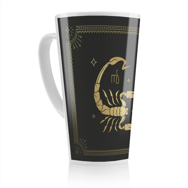 Benjamin Tate Design Zodiac Scorpio Horoscope In Black & Gold Dining Latte Mug