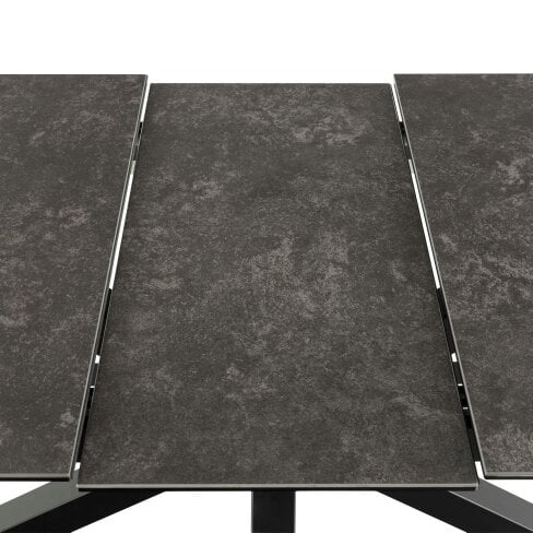 Wyld Haus Perth 168cm Black Ceramic Extendable Dining Table Industrial Black Metal Legs