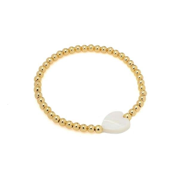 Say It With Children's White Side Heart Ball Bracelet - Yellow Gold