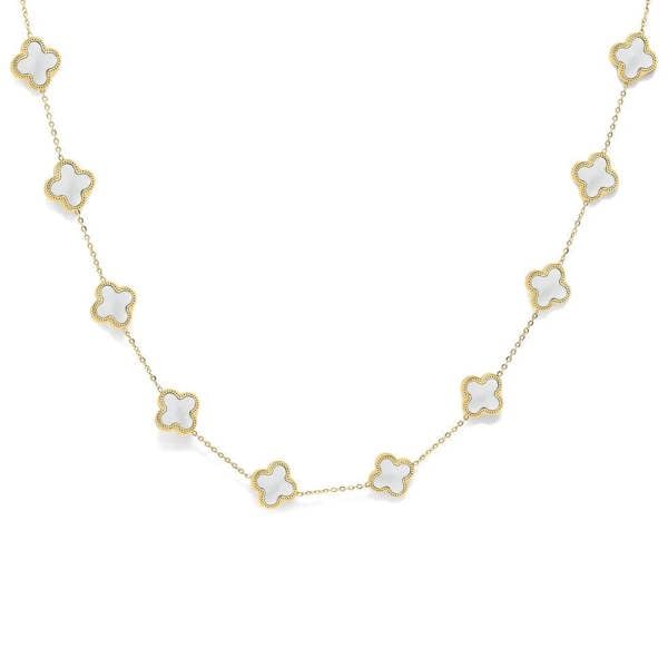 Say It With Clover Choker Necklace - Gold and Pearl