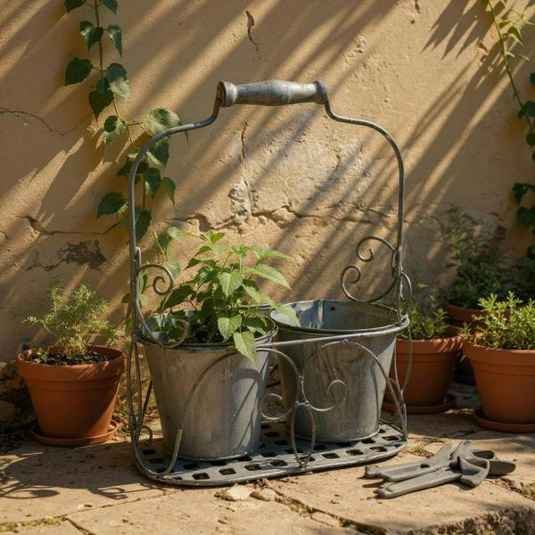 GREY 2 POT PLANTER