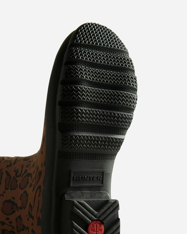 Hunter Womens Original Tall Leopard Print Boot - Rich Tan/Saddle/Black