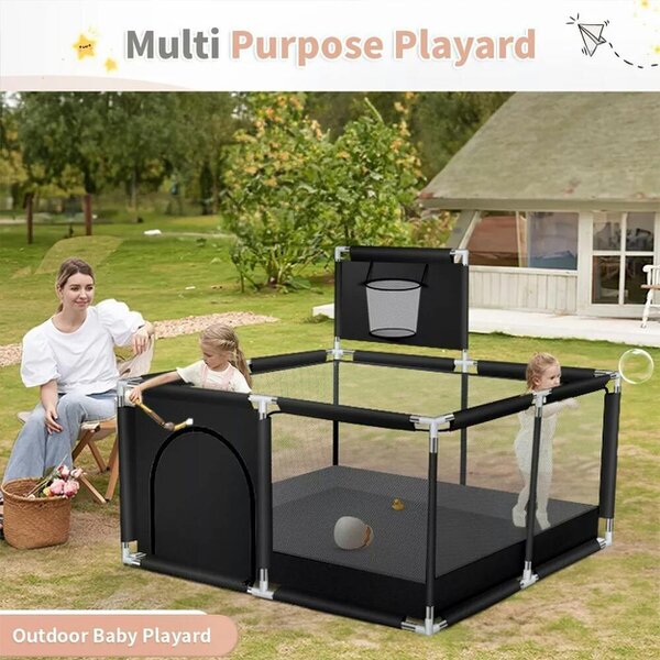 Havendro Baby Playpen Portable Child Safety Yard Activity Center with Basketball l Hoop