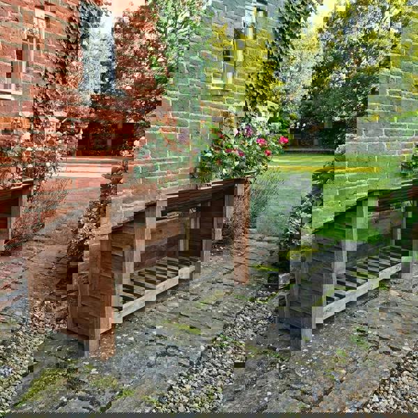 Arbor Garden Solutions Wooden Outdoor Shoe/Log Storage W-119cm, H-66cm, D-54cm - Brown Finish