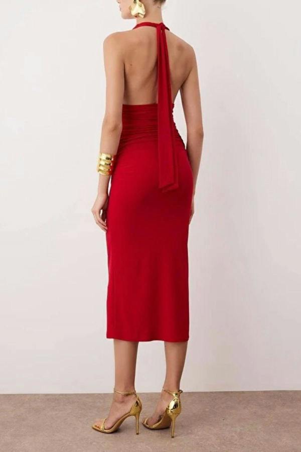 WOVCOR Accessory Detailed Midi Dress