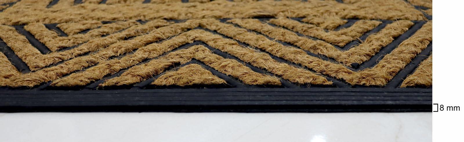 A.Unique Home 8mm Coir Doormat Non-Slip PVC Back - Welcome Stripe 40x80cm