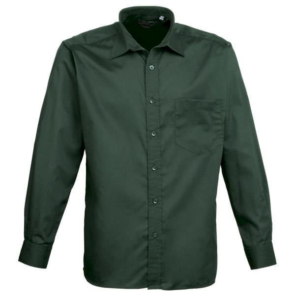 Premier Mens Premier Poplin Long-Sleeved Formal Shirt - Bottle