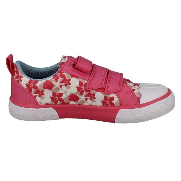 Clarks Girls Clarks Playprints Floral Starfish Design Canvas Shoes Foxing Shell
