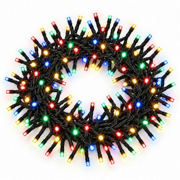 Cluster Green Cable Multicolour LED Christmas Lights, 480 to 1920 LEDs, 8 Effects, Timer, Mains Powered image 1