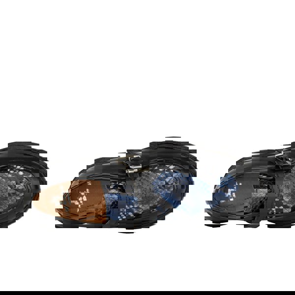 Embassy London Strapp - Black & Blue Snake - Women’s leather loafer with buckle