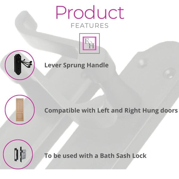 EDH Door Hardware Matt Black Door Handles - Askworth Internal Door Handles Set for Internal Doors