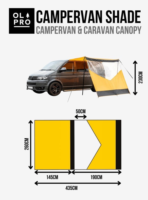 Campervan Shade Canopy with PVC Window OLPRO