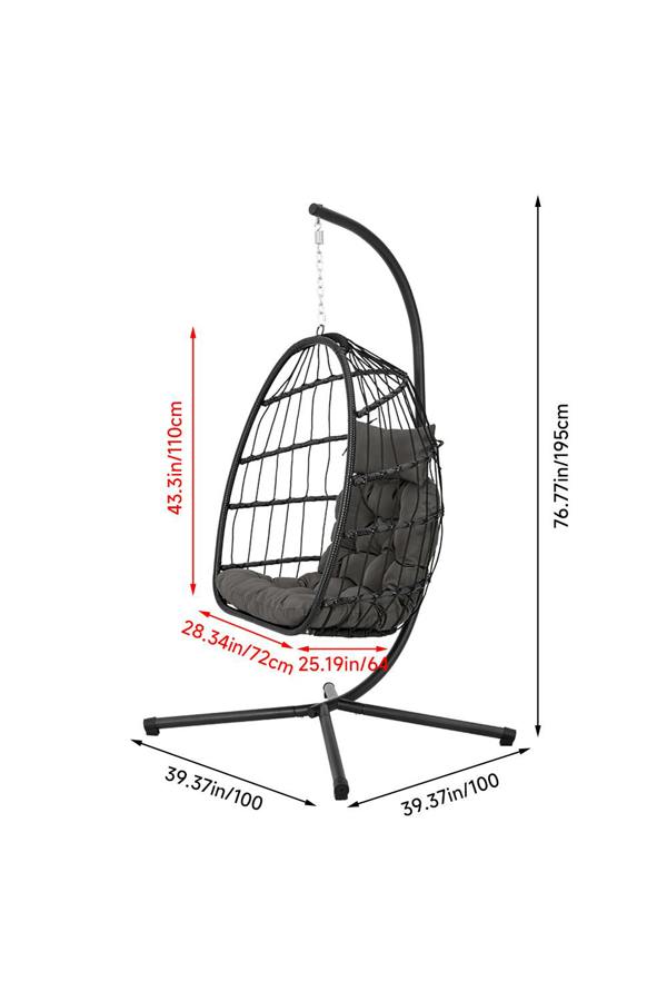 Living and Home Hanging Chair with Stand and Cushion for Indoor and Outdoor