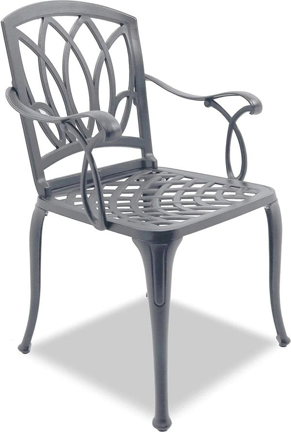 Centurion Supports POSITANO Luxurious Garden and Patio Table and 4 Large Chairs with Armrests Cast Aluminium Bistro Set - Grey