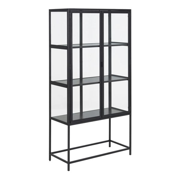 Furniture To Go Seaford 2 Glass Door Display Cabinet in Black