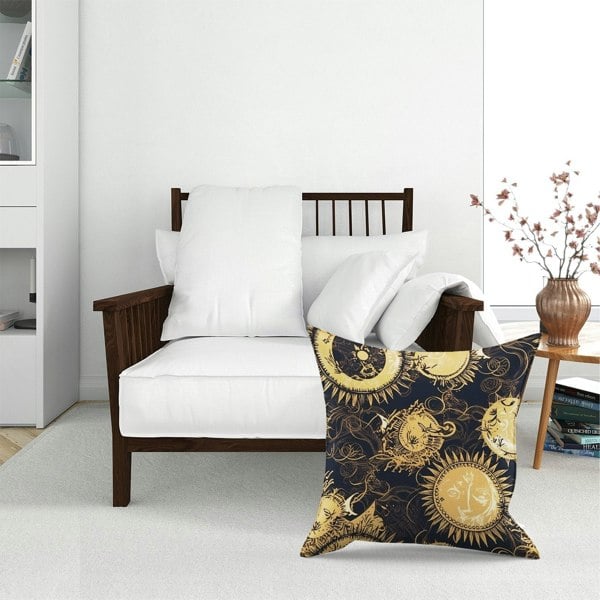 Warren Reed Moon And Sun Gold Blue Floor Cushion