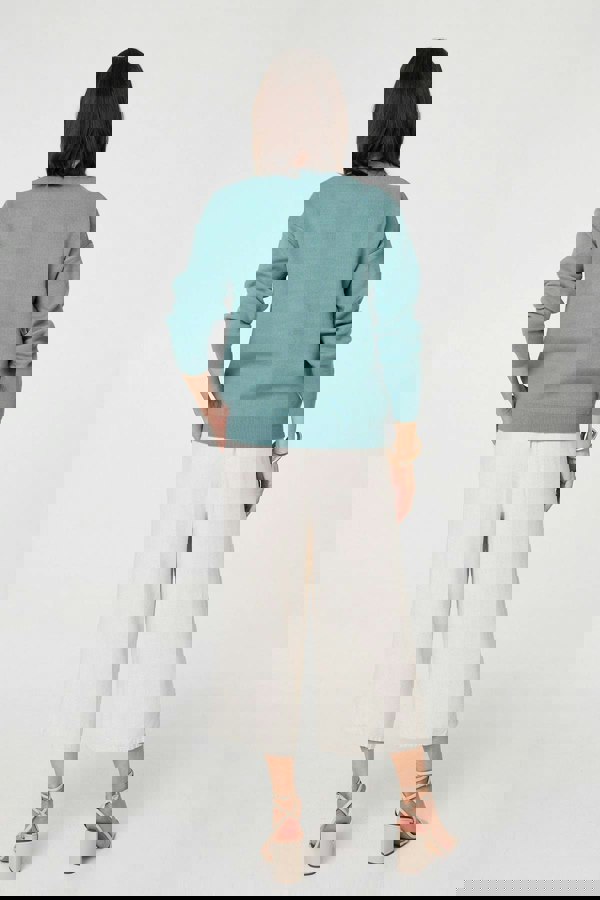 Green | Embroidered Front Long Sleeve Jumper
