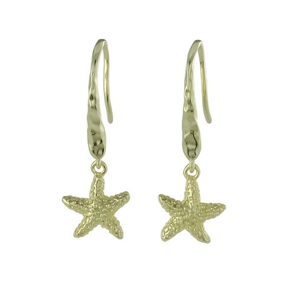 Reeves & Reeves Sterling Silver Starfish Hook Earrings - Gold Plate - Gold Plate