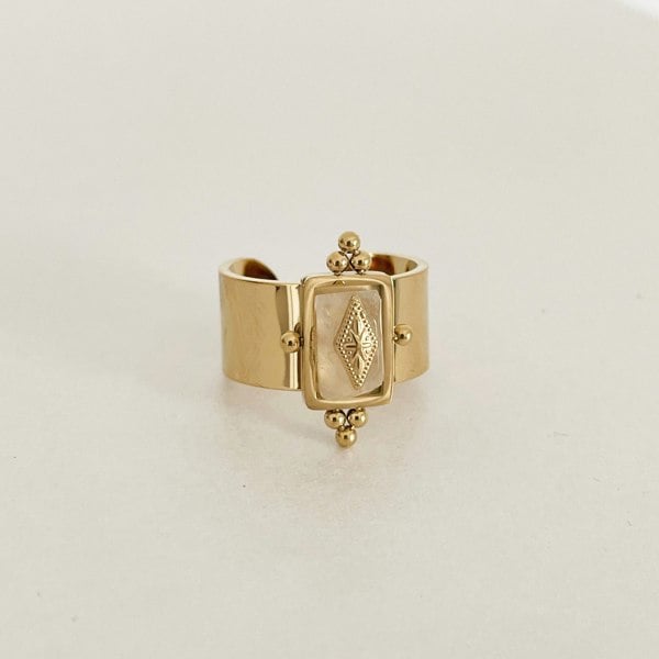 Luxe Tones Luna Wide Band Irregular Crystal Ring