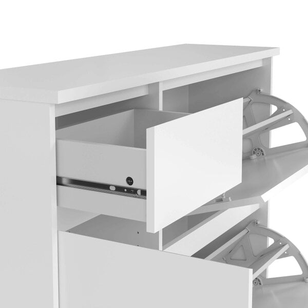 Wyld Haus Budapest White Wooden Shoe Cabinet 3 Doors 1 Drawer