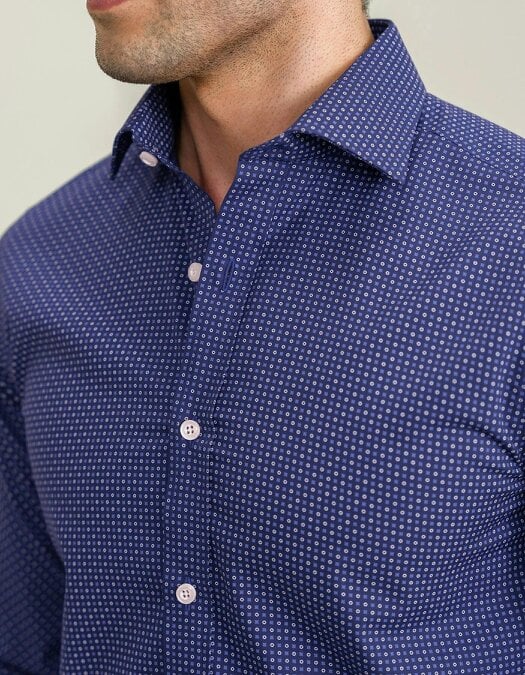 Men's Easy Care Patterned Shirt – Egyptian Blue