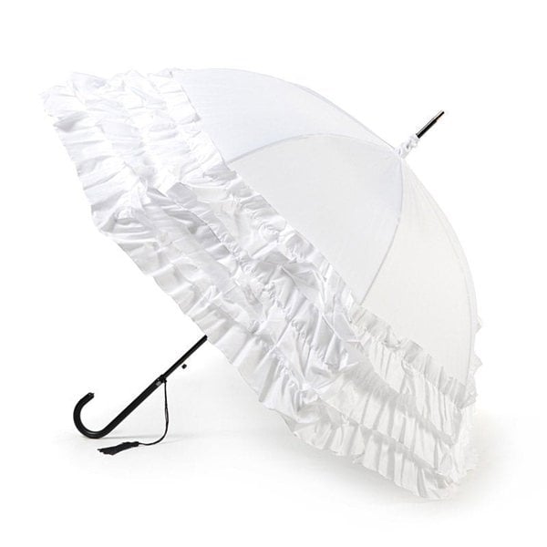 Classic Pagoda with Triple Frill White Wedding Umbrella Side Canopy