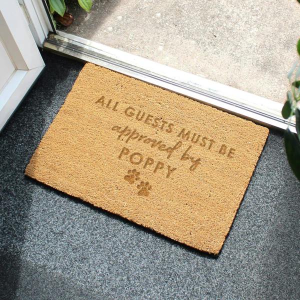Personalised 'Must Be Approved By' The Pet Doormat - alternative angle