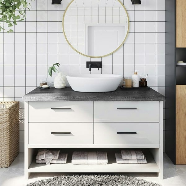 Berkfield Bathroom Countertop Dark Grey 100x60x6 cm Treated Solid Wood