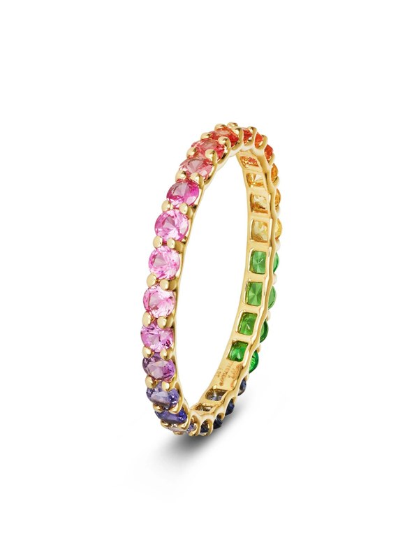 Gemdaia Rainbow Sapphire Eternity Ring - Skinny Gradient