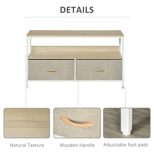 Wyld Haus Rare Elha 98cm Wooden Natural TV Cabinet 2 Fabric Fold Down Storage Drawers