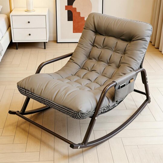 Havendro Modern Rocking Lounge Chair Two-Seater Nordic Reversible Cushion Soft Fabric