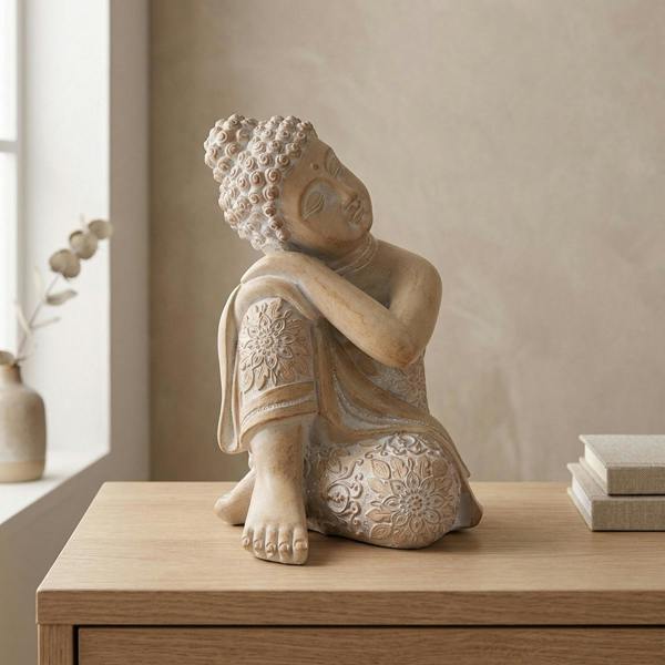 Garden Greatness Carved Sitting Buddha Figurine Ornament