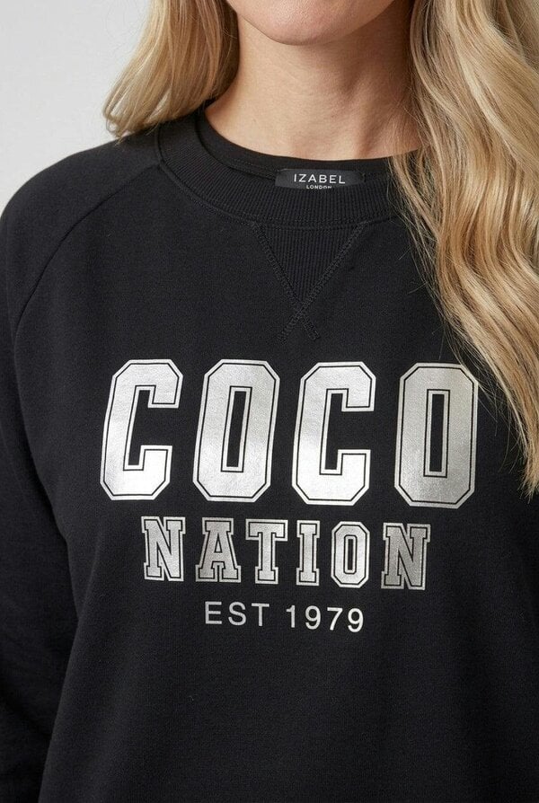 Izabel London Graphic Print Drop Shoulder Sweatshirt