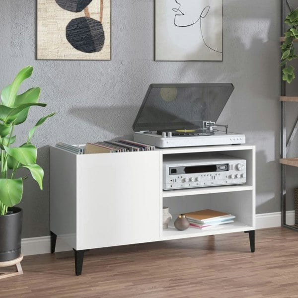 Berkfield Record Cabinet High Gloss White 84.5x38x48 cm Engineered Wood