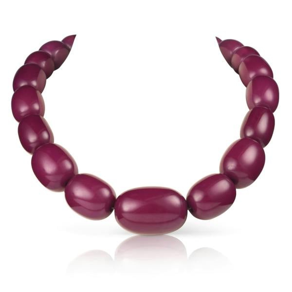 Zavana 20 inch Long Purple Oval Beads Statement Necklace for Women