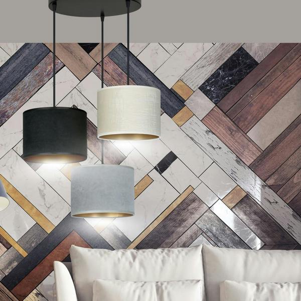 Emibig HILDE Pendant lamp 3 x E27 Black with Black, Grey and White Shade