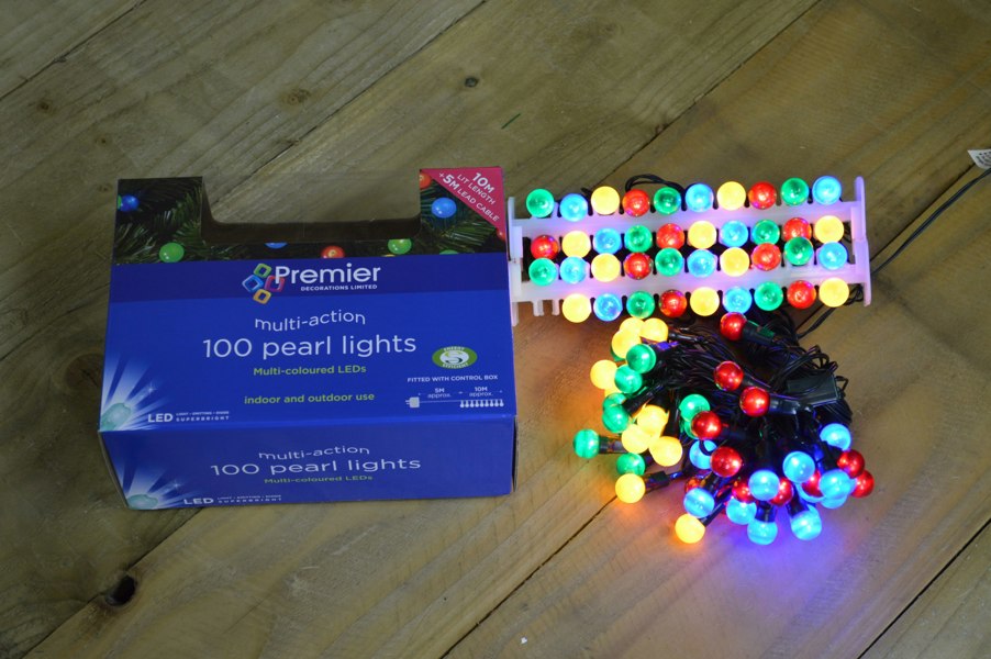 Samuel Alexander 10m 100 LED Premier Multi Action Outdoor Pearl Christmas Lights Multi Coloured
